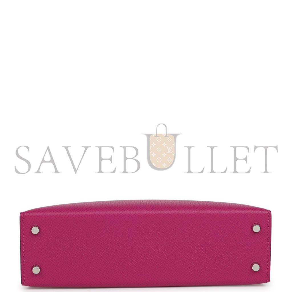 H**mes master mini kelly ii sellier rose pourpre verso epsom palladium hardware (19*12*5.5cm)